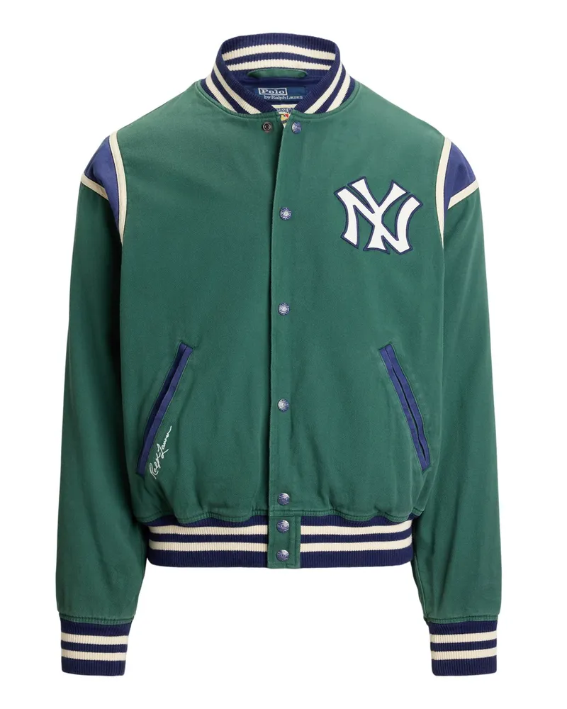 Ralph Lauren Collegejacke aus einem Baumwoll-Canvas aus der MLB-Stickerei in Grün