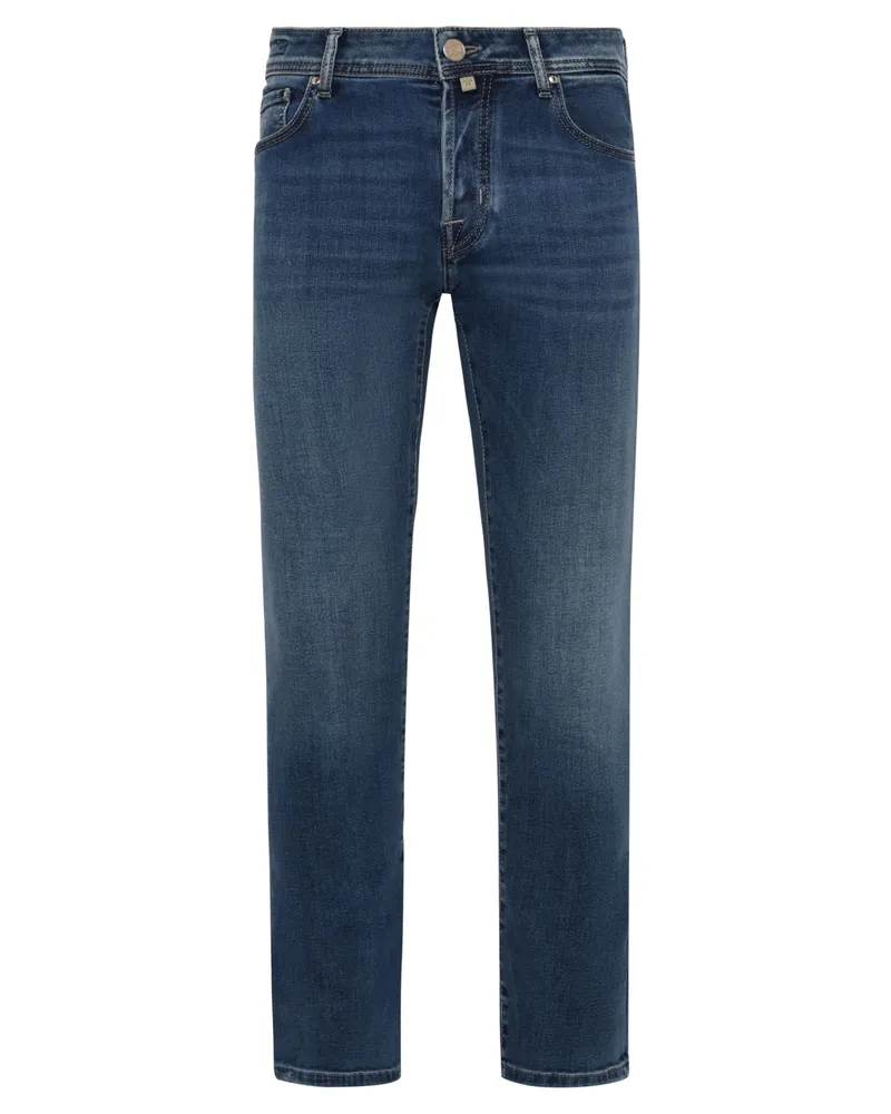 Jacob Cohën Jeans Nick aus Super Stretch Soft Denim mit Vintage-Waschung, Slim Fit in Mittelblau