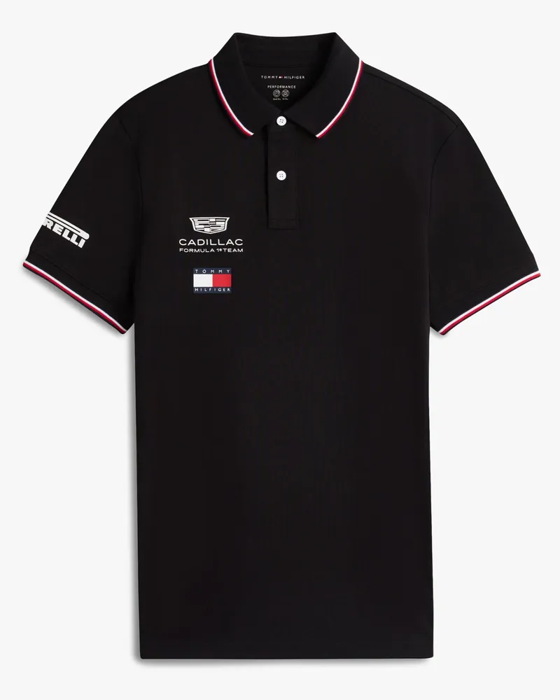 Tommy Hilfiger TH x Cadillac Formula 1® Team Poloshirt in Performance-Qualität in Schwarz