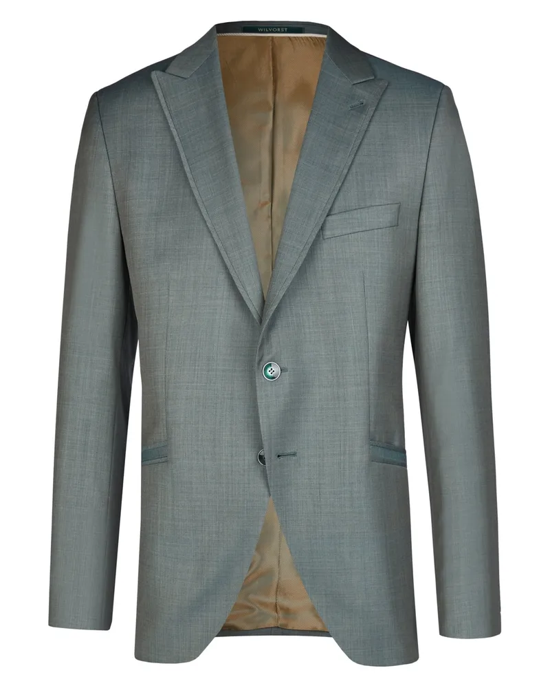 Wilvorst Einreiher-Sakko aus Schurwolle mit Innenfutter in Grün