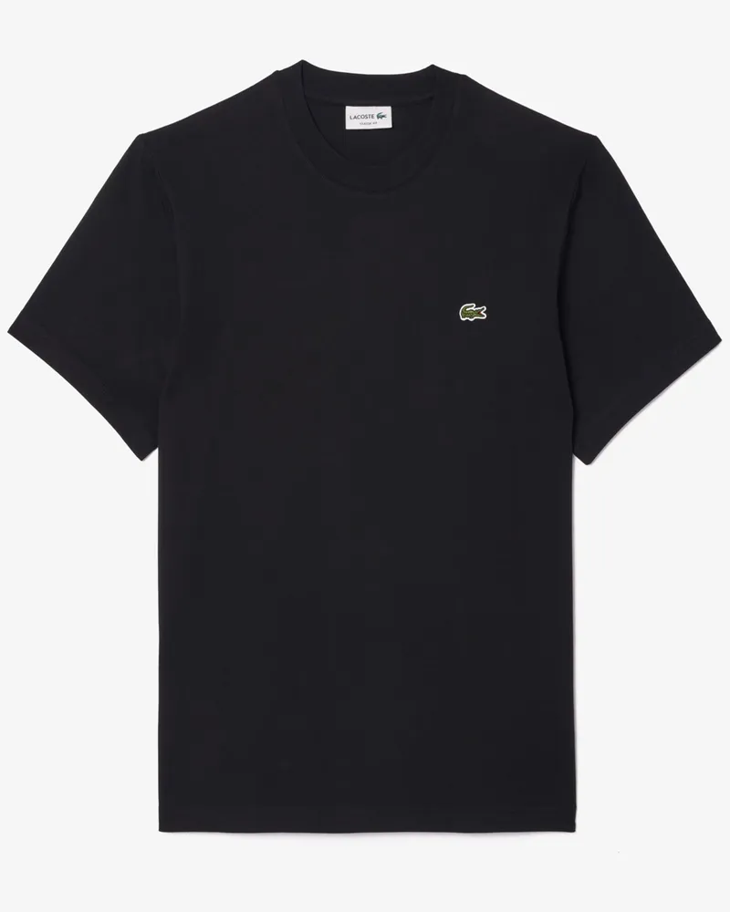 Lacoste T-Shirt aus Baumwolle mit Logo-Aufnäher, Classic Fit in Schwarz