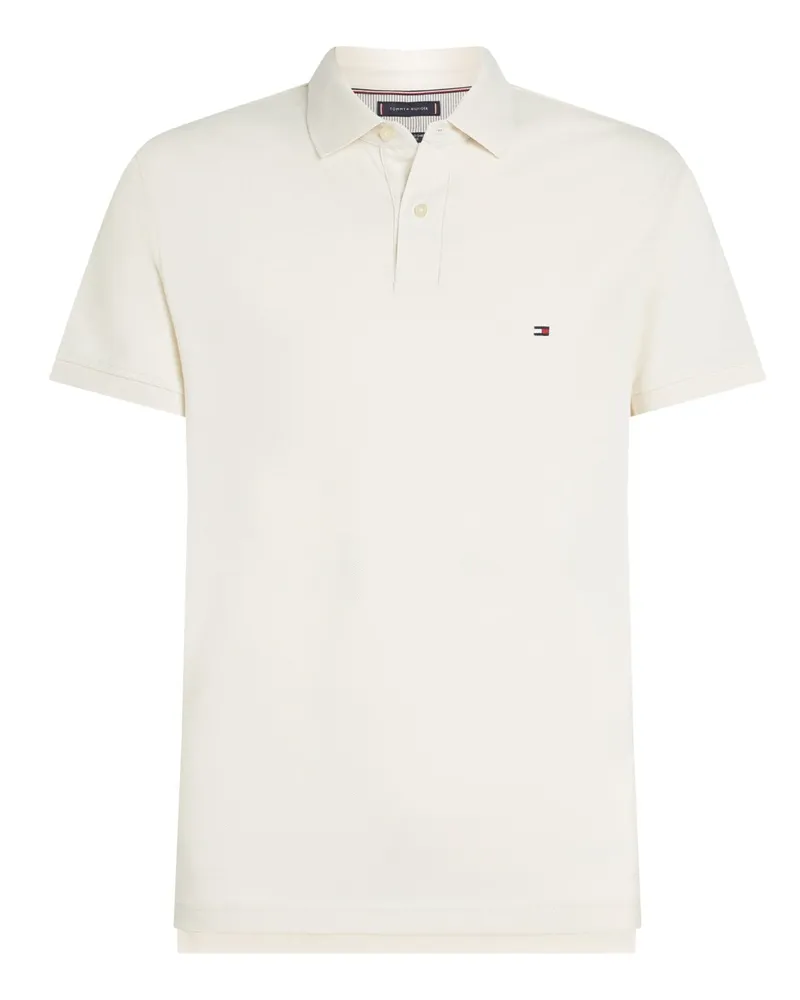 Tommy Hilfiger Piqué-Poloshirt 1985 Regular Fit mit Stretch und Flag-Stickerei in Offwhite