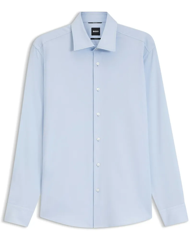 HUGO BOSS Hemd aus einem strukturiertem Baumwoll-Stretch-Mix, Slim Fit in Blau