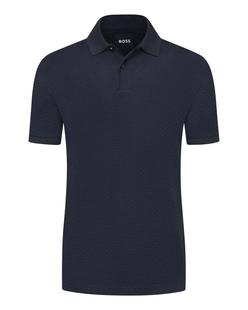 HUGO BOSS Poloshirt aus Baumwolle mit Wabenstruktur, Regular in Marine