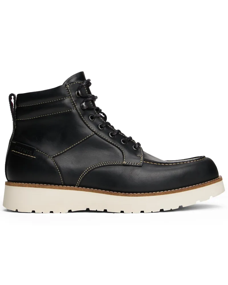 Tommy Hilfiger American Boots aus Leder mit breiter Profilsohle in Schwarz