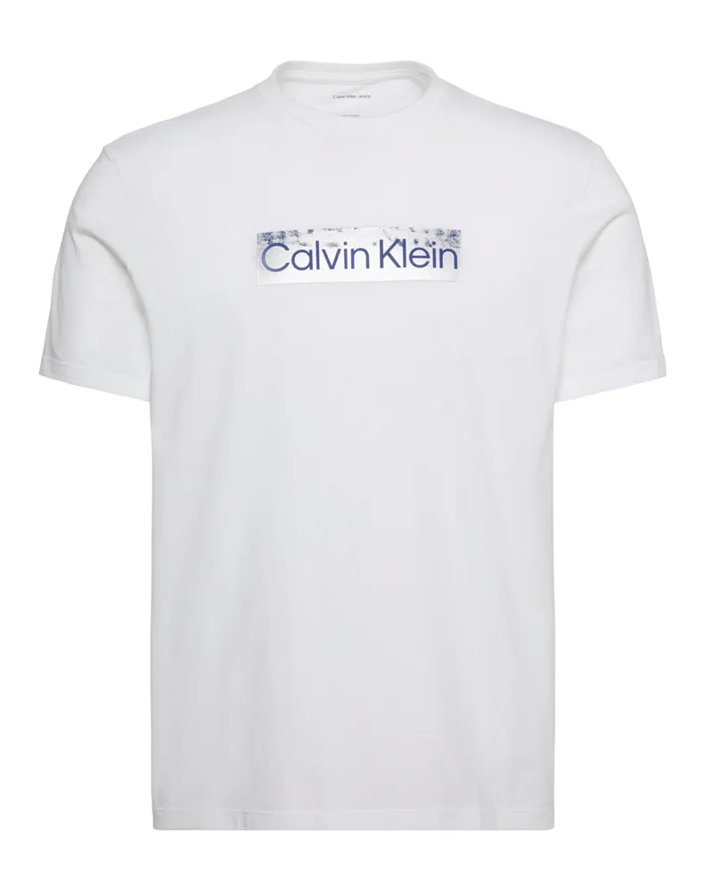 Calvin Klein Jersey-T-Shirt aus Baumwolle mit Label-Print in Weiß