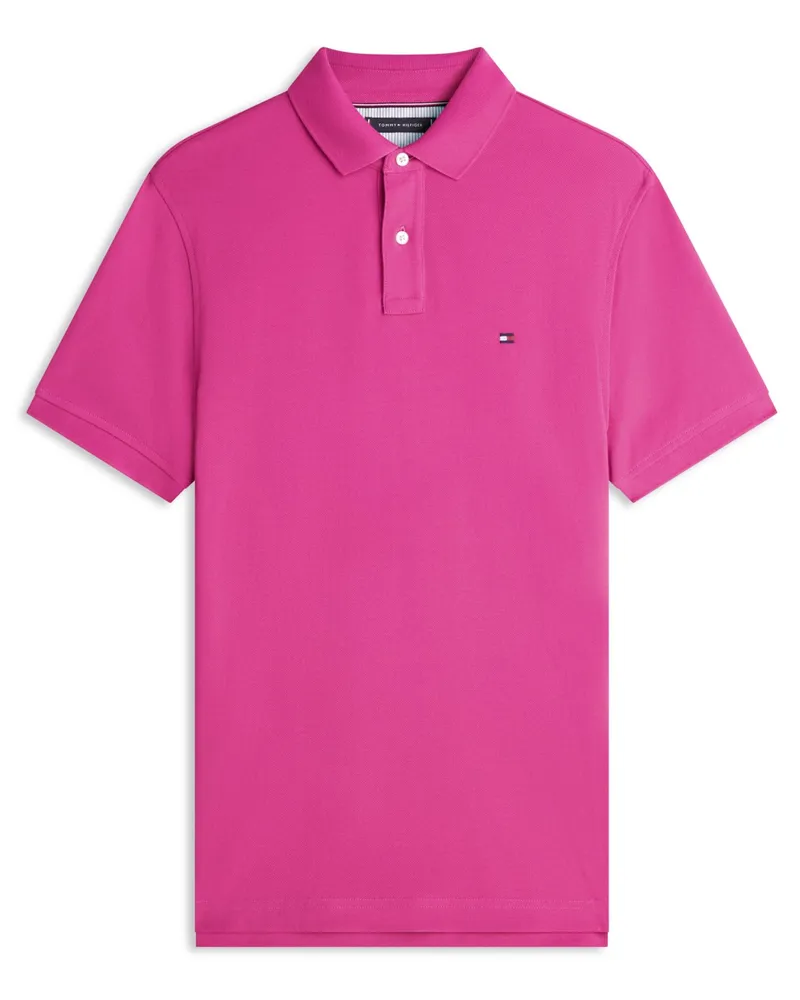Tommy Hilfiger Piqué-Poloshirt 1985 mit Stretch-Anteil und Flag-Stickerei, Regular Fit in Pink
