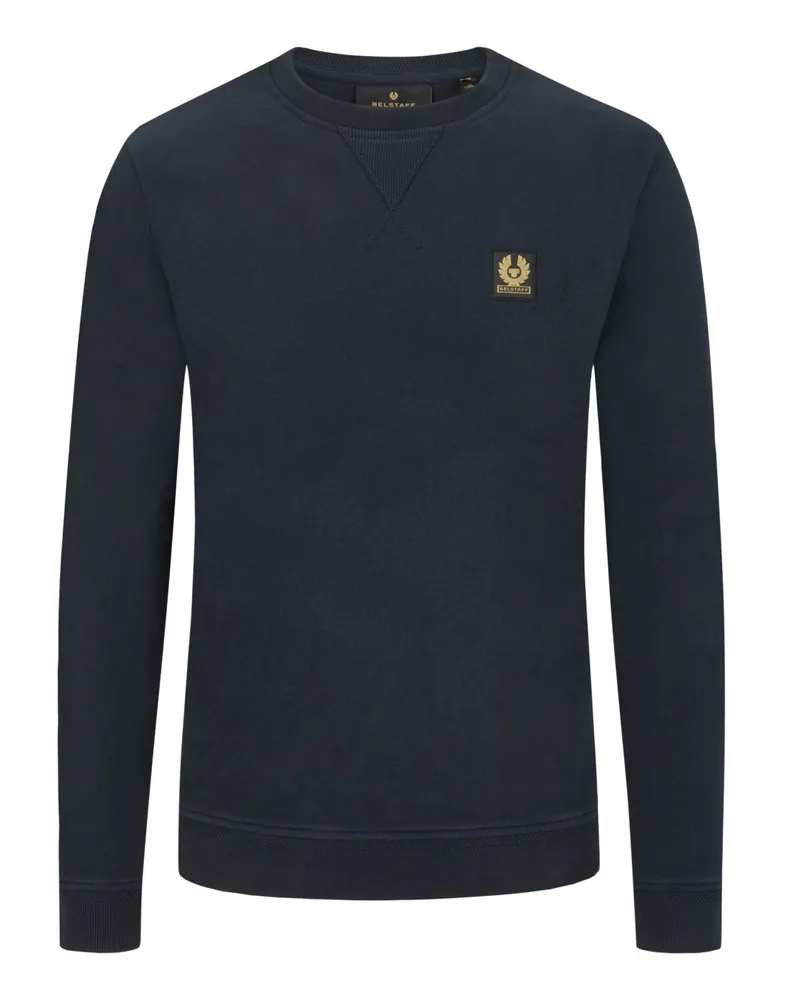 Belstaff Sweatshirt aus Baumwolle mit Logo-Emblem, O-Neck in Marine