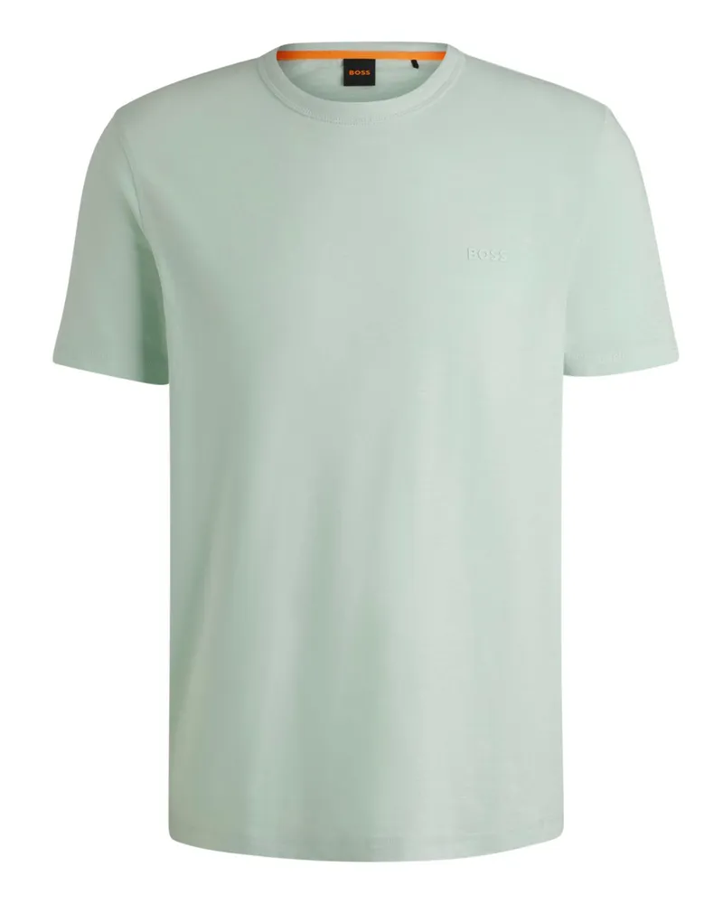 HUGO BOSS Leichtes T-Shirt mit gummiertem Logo-Schriftzug in Schilf