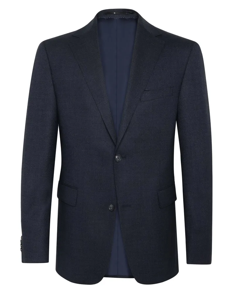 Dressler Einreiher-Sakko aus elastischer Schurwolle mit fallendem Revers in Blau