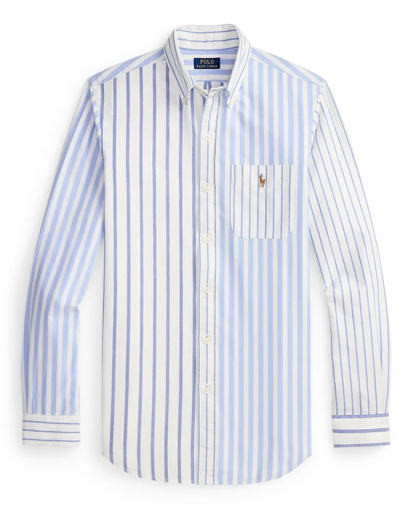 Ralph Lauren Sportives Oxfordhemd mit Streifen und kleiner Pony-Stickerei in Hellblau
