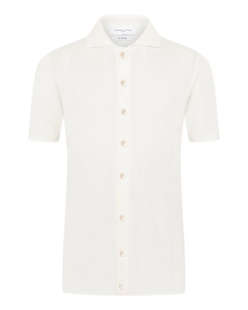 Daniele Fiesoli Durchgeknöpftes Feinstrick-Poloshirt aus edler Baumwolle in Offwhite