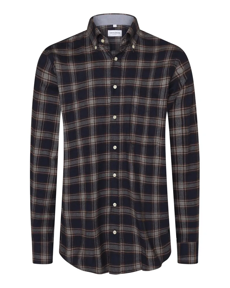 Tom Rusborg Softes Flanellhemd mit Brusttasche und Check-Muster, Regular in Marine