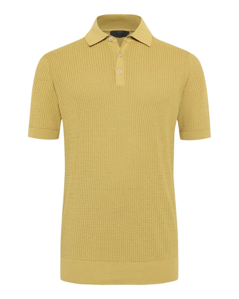 Ferrante Unifarbenes Strick-Poloshirt aus feiner Baumwolle in Beige