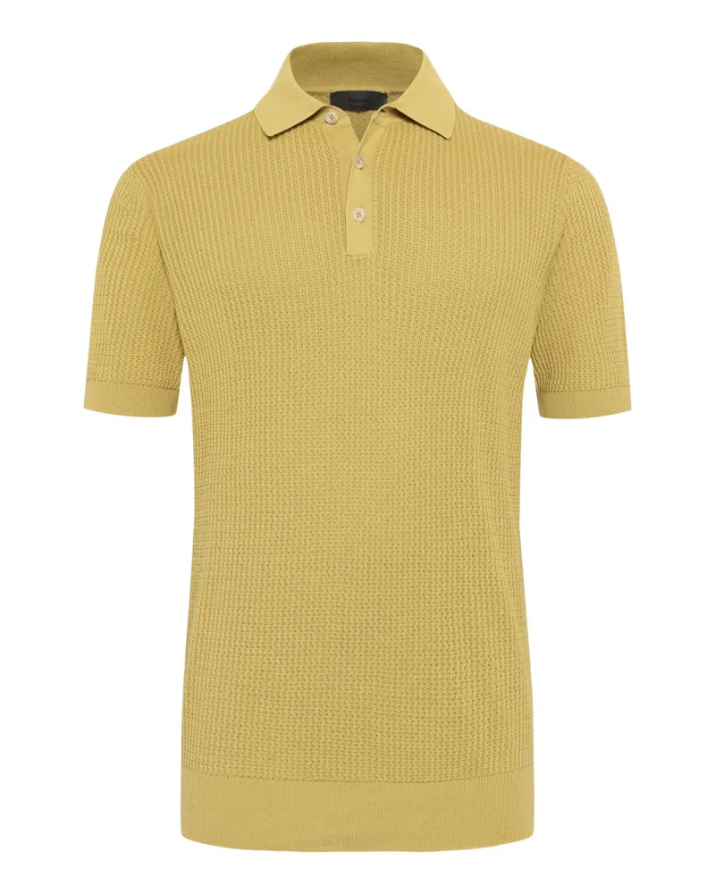 Ferrante Unifarbenes Strick-Poloshirt aus feiner Baumwolle in Beige