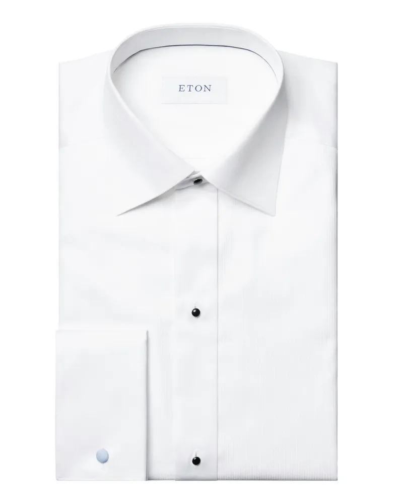 Eton Smokinghemd mit fein gestreiftem Brustplastron, Slim in Weiß