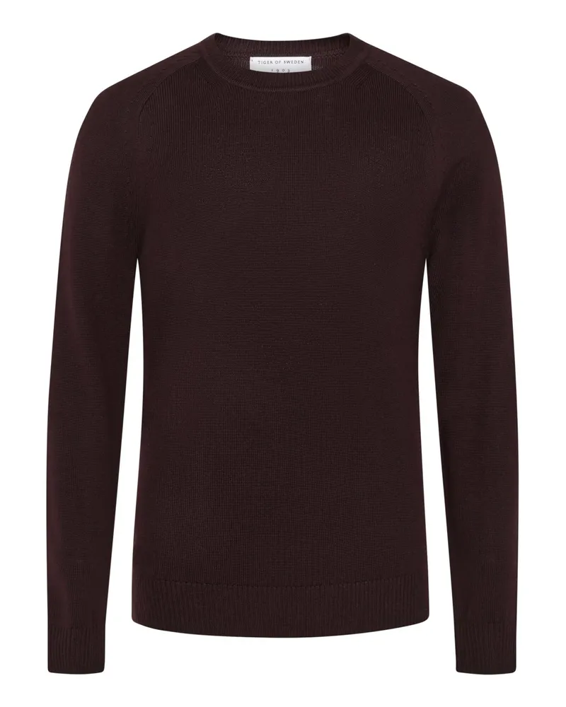 Tiger of Sweden Pullover aus Merinowolle mit O-Neck in Dunkelbraun