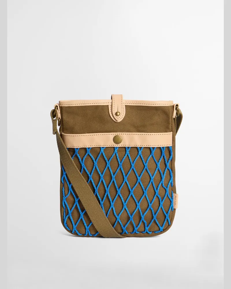 Barbour Paul Smith loves Barbour Crossbody Tasche mit Netzaußenfach in Braun
