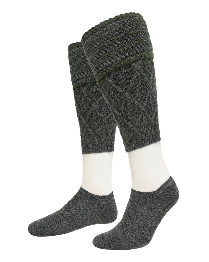 Gottseidank Traditionelles Wadenwärmer-Set mit Füßlingen in Grau