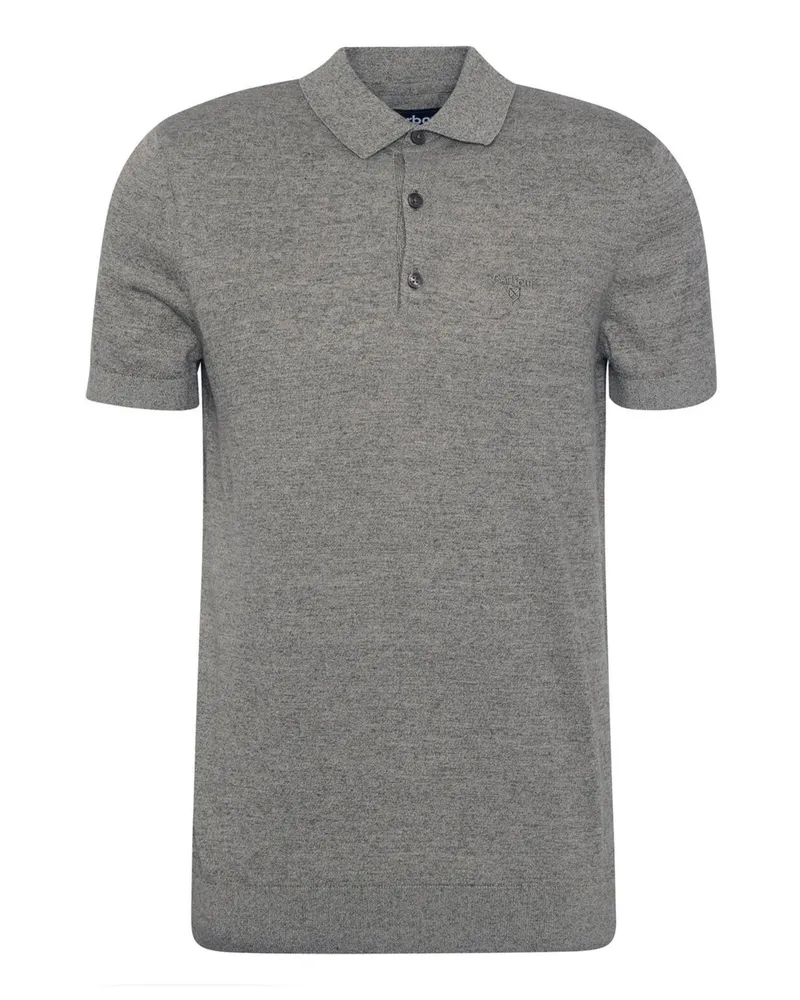Barbour Meliertes Strick-Poloshirt Buston mit Logo-Stickerei, Tailored Fit in Oliv