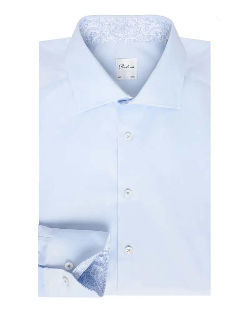 Stenströms Hemd aus Twofold Super Cotton mit Ausputz, Regular Fit in Blau