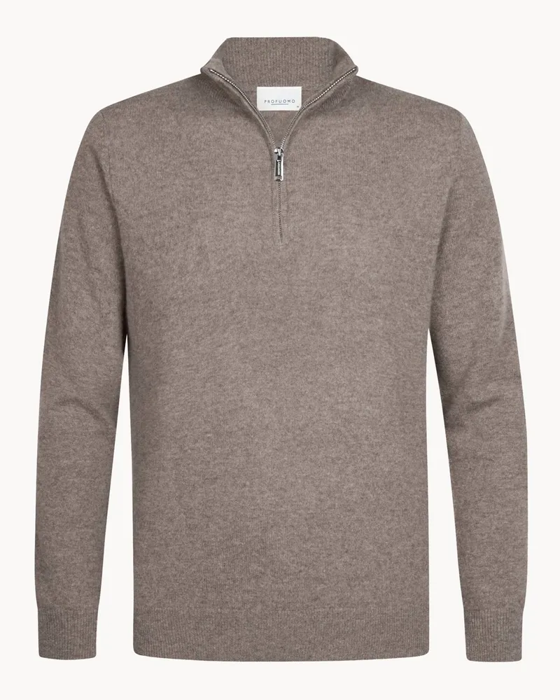 Profuomo Softer Glattstrick-Troyer aus Kaschmir in Hellbraun