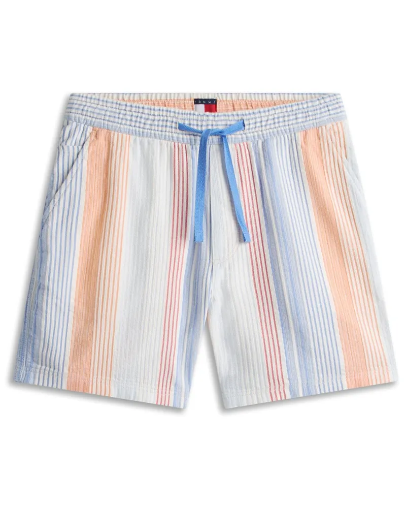 Tommy Hilfiger Leichte Seersucker-Baumwollshorts mit Streifenmuster in Orange