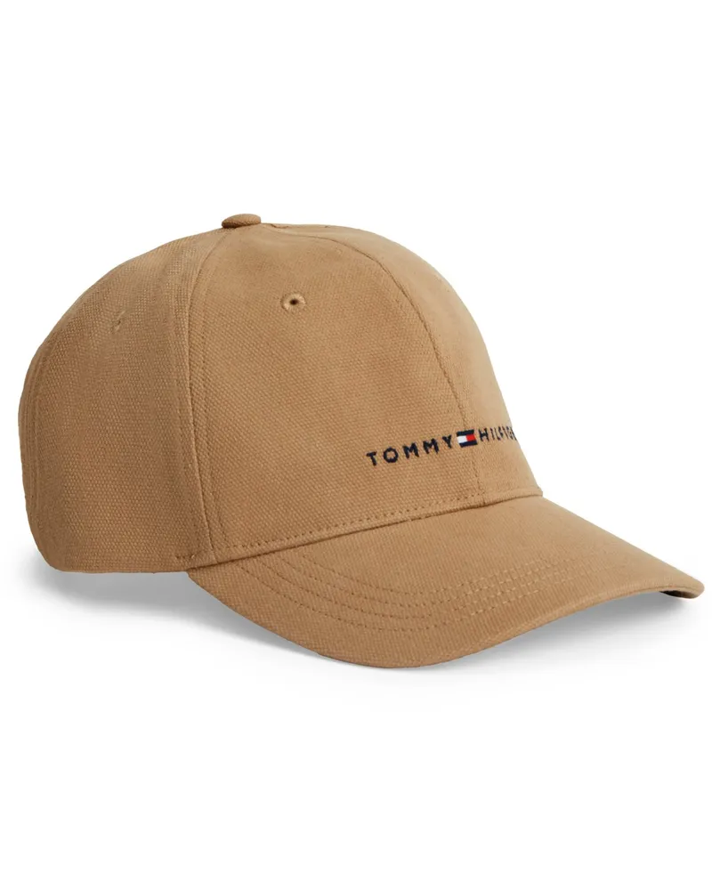 Tommy Hilfiger Cap aus Baumwolle mit Struktur und gesticktem Label-Schriftzug in Beige