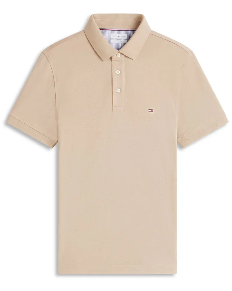 Tommy Hilfiger Slim Fit Poloshirt 1985 mit Stretch und Flag-Stickerei, Slim Fit in Beige