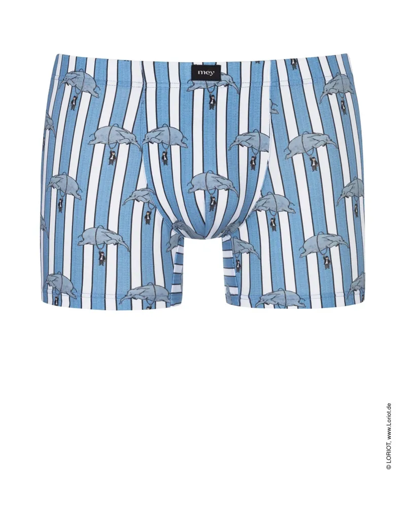 Mey Jersey-Boxershorts mit Stretch und Loriot-Print in Blau