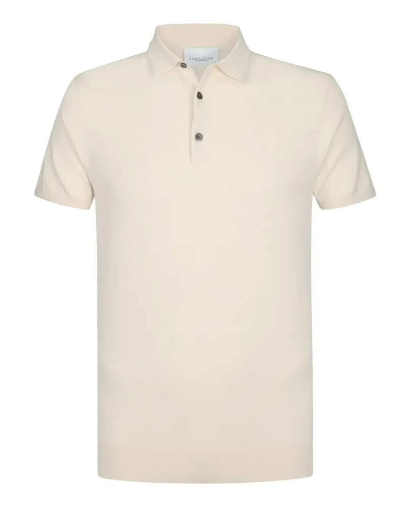 Profuomo Softes Strick-Poloshirt mit Tencel™ und Seide in Offwhite