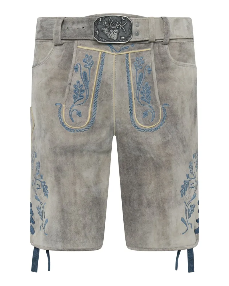 Spieth & Wensky Trachtenlederhose mit traditioneller Stickerei in Hellgrau