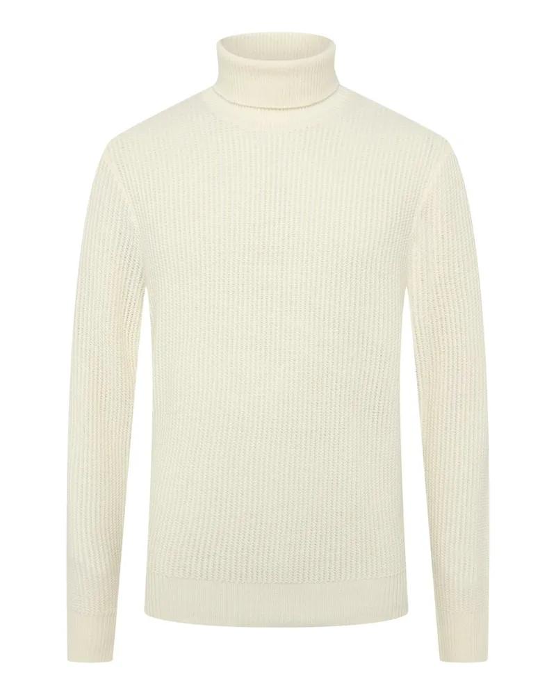 HUGO BOSS Softer Rollkragenpullover einem  Merino-Kaschmir-Mix, Regular in Offwhite