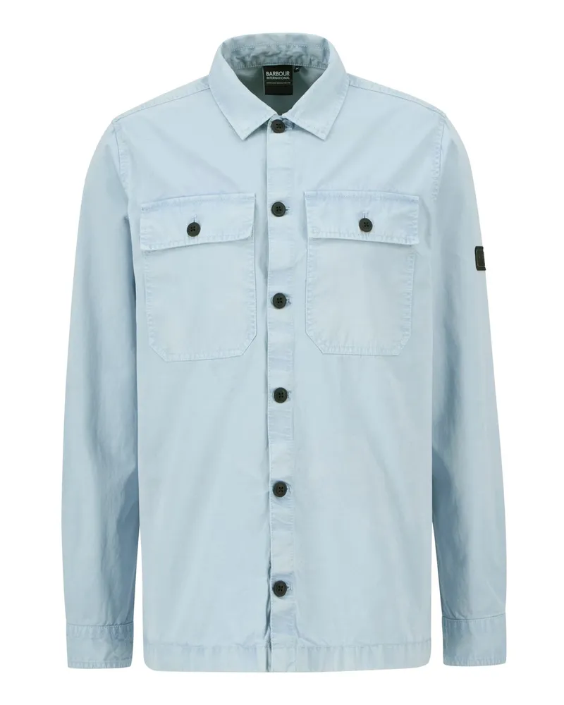 Barbour Festes Overshirt in Twill-Qualität mit Logo-Emblem am Arm in Hellblau