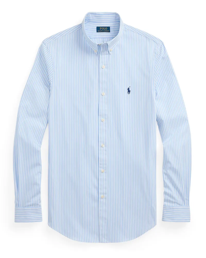 Ralph Lauren Glattes Streifenhemd mit Stretch-Anteil, Slim Fit in Hellblau