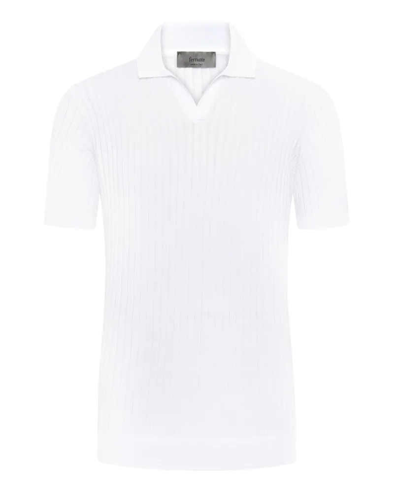 Ferrante Softes Poloshirt aus ägyptischer Baumwolle mit Variokragen in Weiß