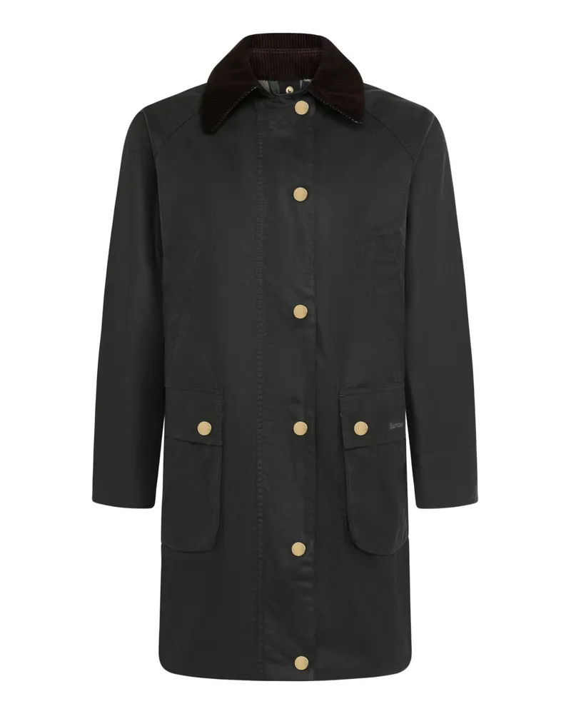 Barbour Damen-Wachsjacke Beadnell mit Cordbesatz am Kragen in Grün