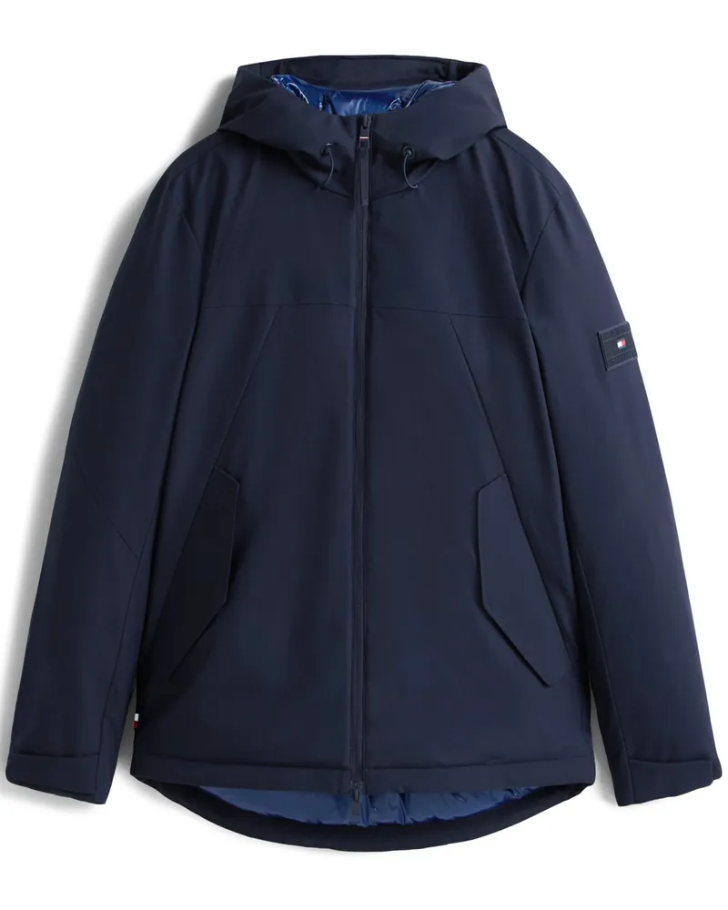 Tommy Hilfiger Übergangsjacke mit Kapuze aus recyceltem Material in Marine