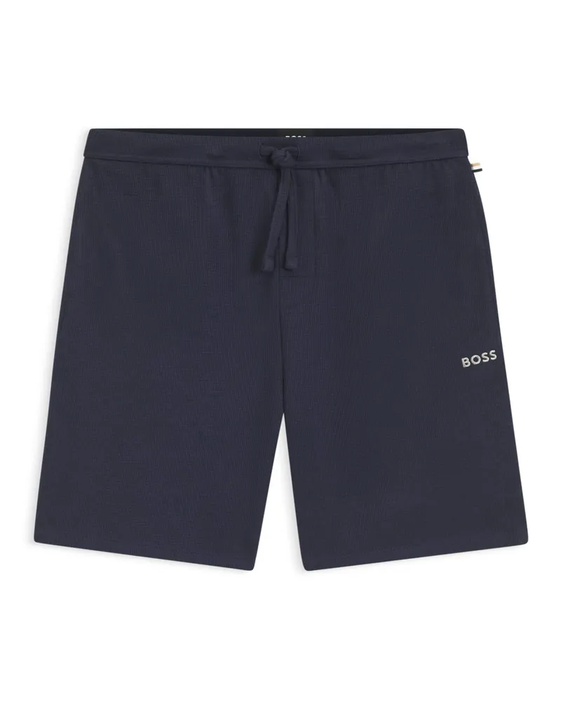 HUGO BOSS Jersey-Shorts aus einem Baumwoll-Mix mit Waffelstruktur in Marine