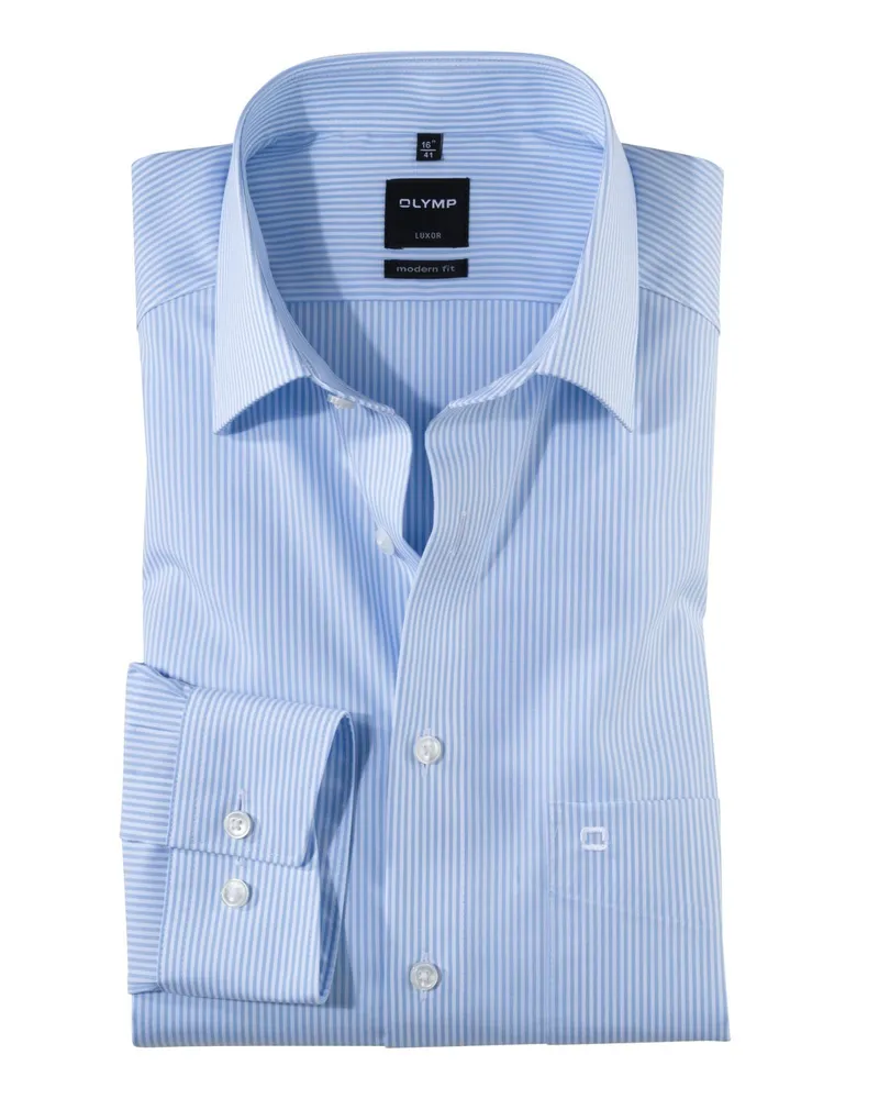 Olymp Luxor Modern Fit Business-Hemd mit Streifen in Blau