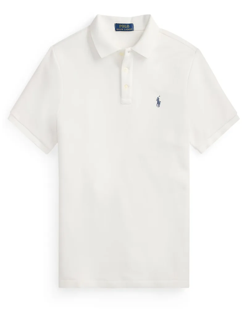 Ralph Lauren Sweat-Poloshirt aus einem Baumwoll-Mix mit Logo-Stickerei in Weiß