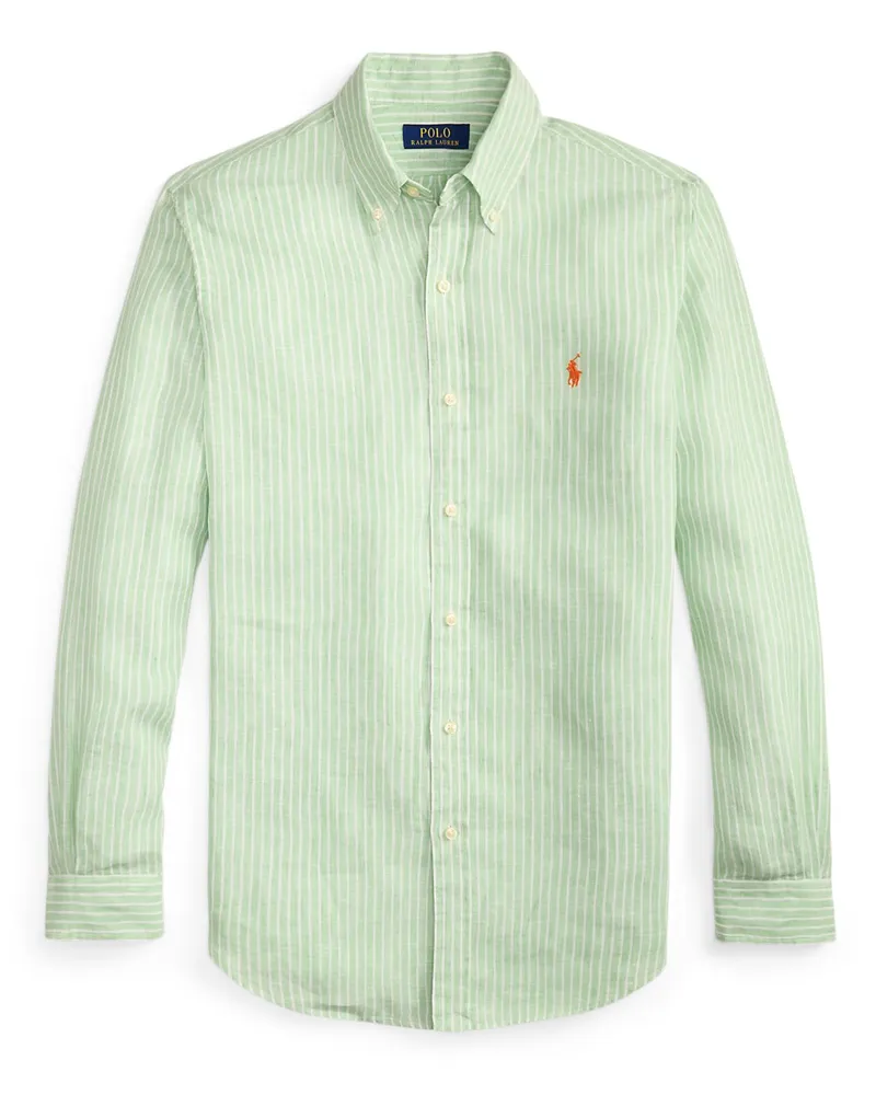 Ralph Lauren Leinenhemd mit Streifenmuster, Custom Fit in Mint