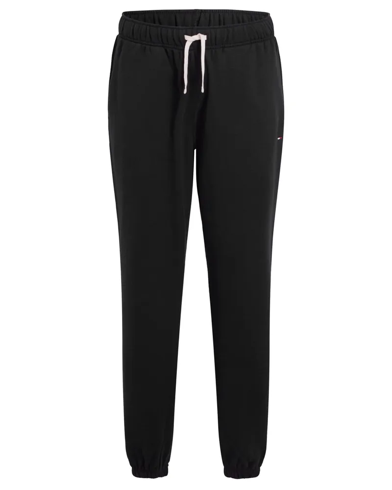 Tommy Hilfiger Softe Fleece-Jogginghose mit Logo-Stickerei in Schwarz
