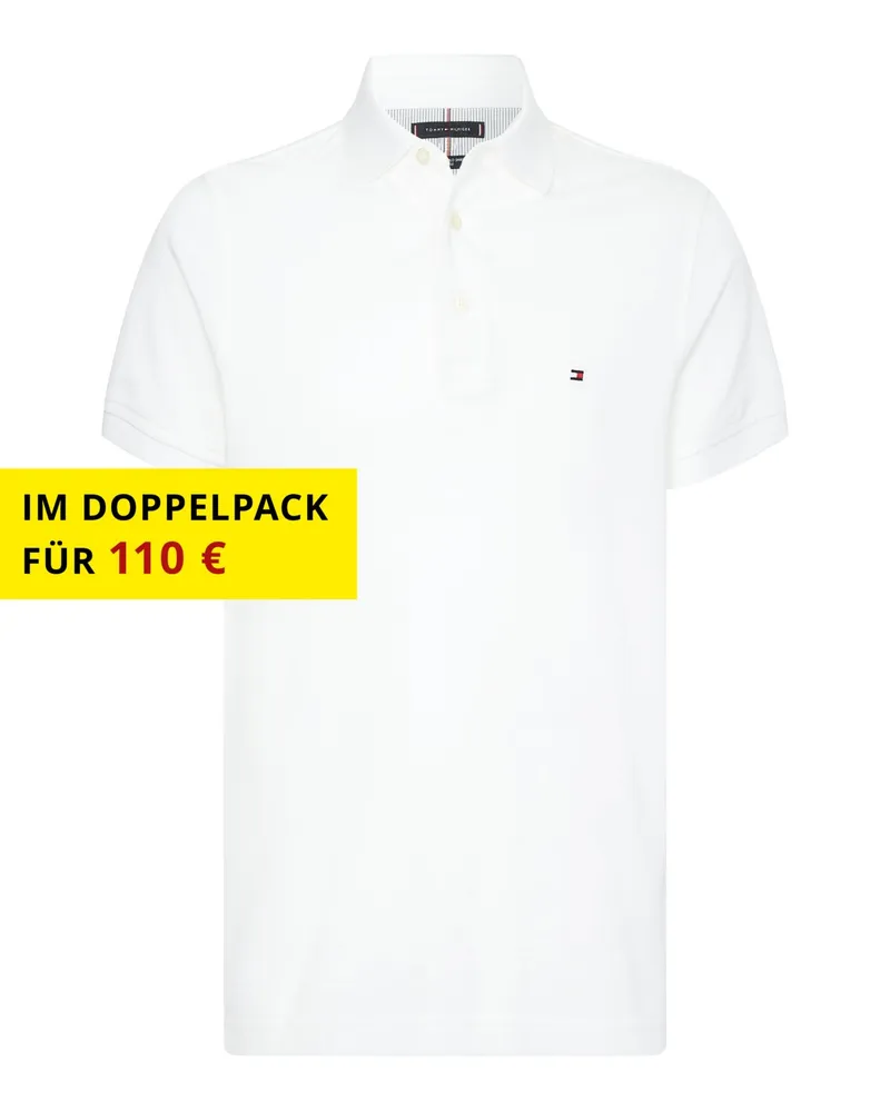 Tommy Hilfiger Piqué-Poloshirt 1985, Slim Fit in Weiß