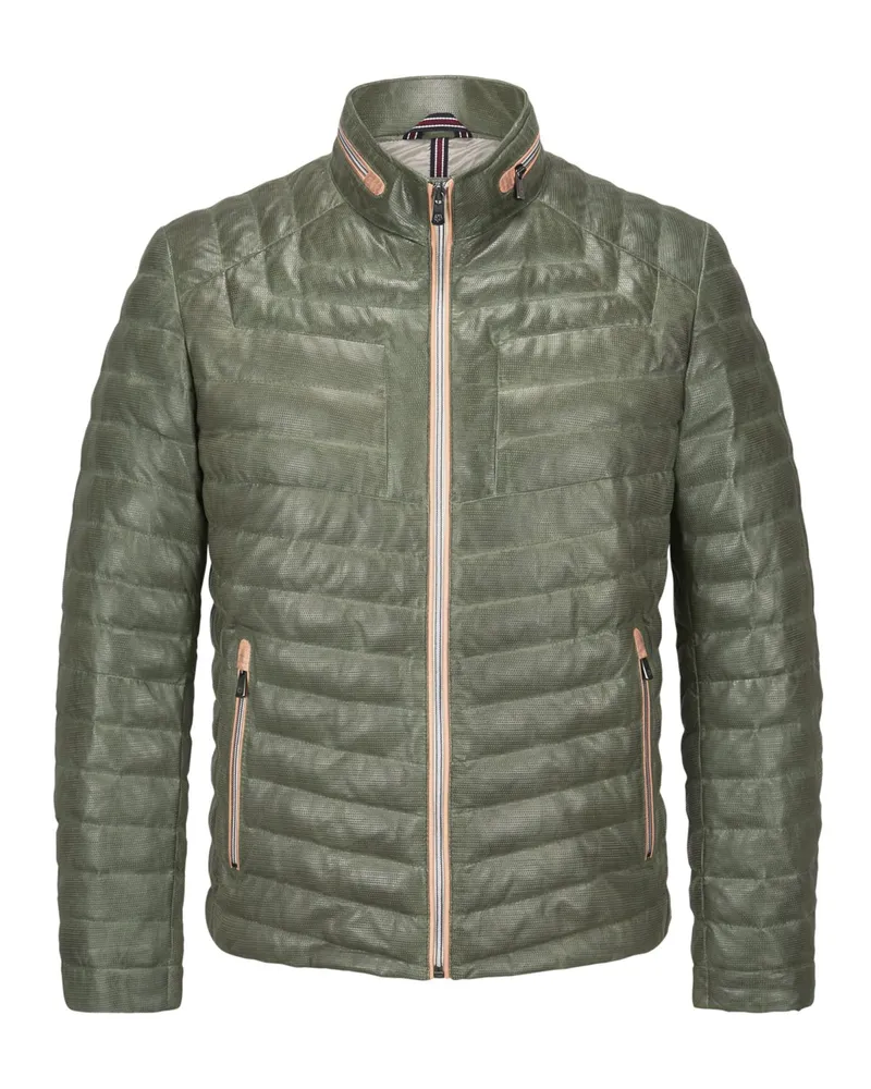 Milestone Gesteppte Lederjacke mit Sorona®-Isolation in Grün