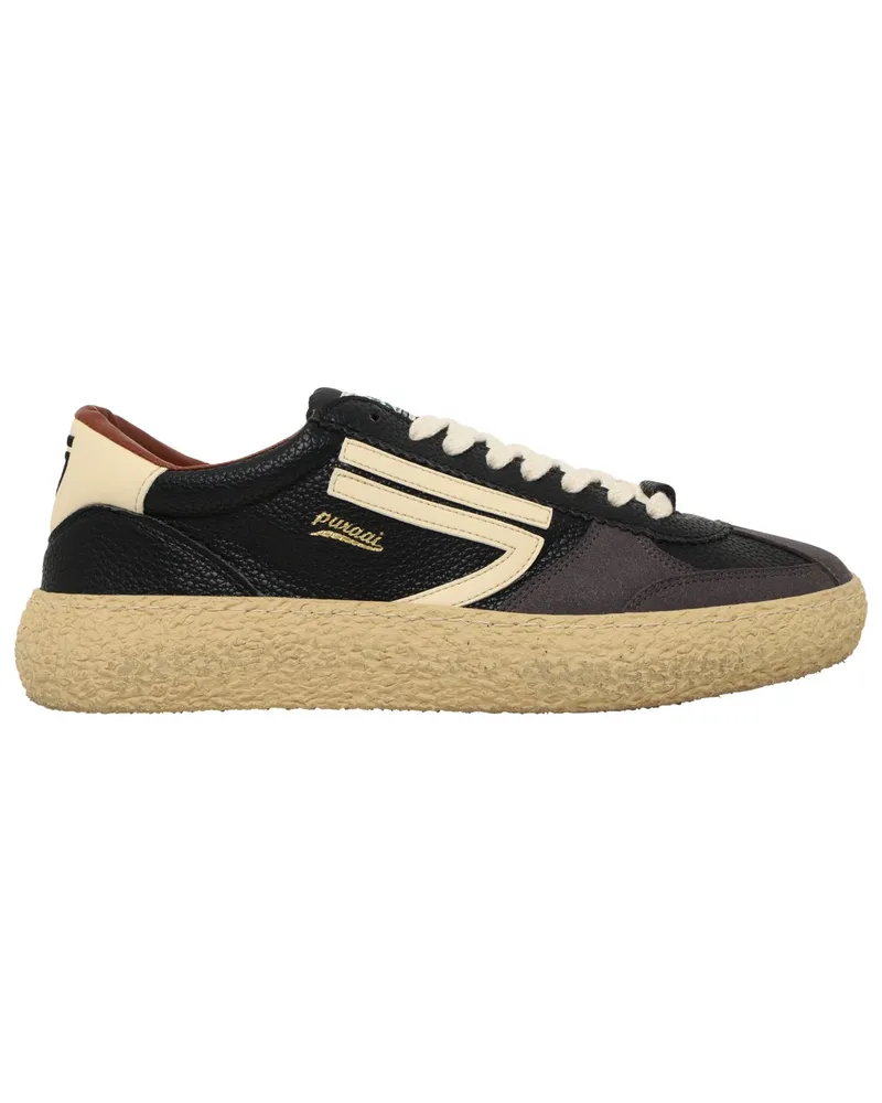 Puraai Vintage-Sneaker Osso aus genarbtem veganen Leder in Grau