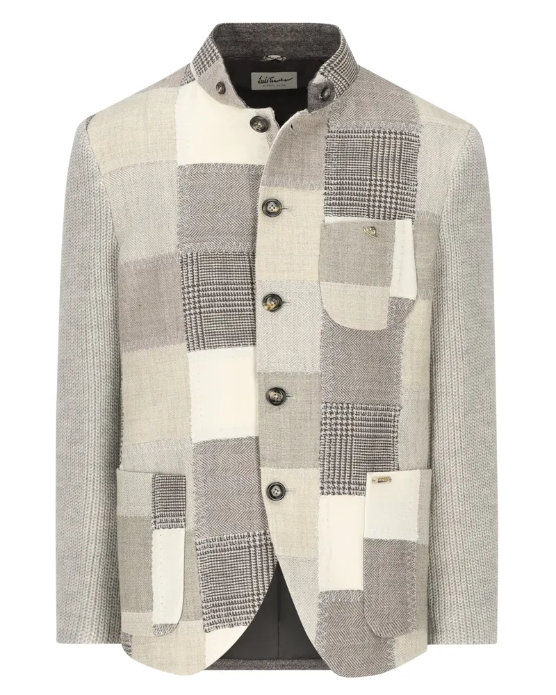 Luis Trenker Patchwork-Sakko aus Schurwolle mit Strickakzenten in Beige
