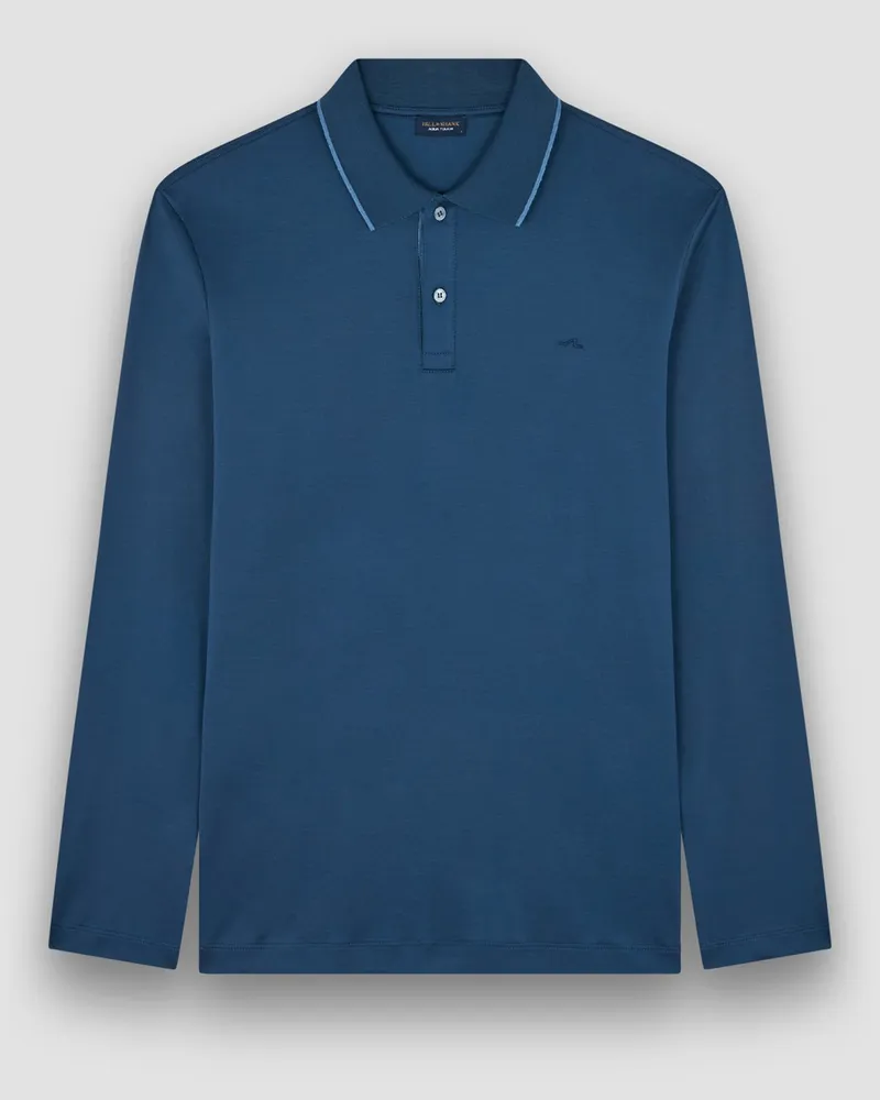 Paul & Shark Glattes Langarm-Poloshirt aus merzerisierter Baumwolle in Blau