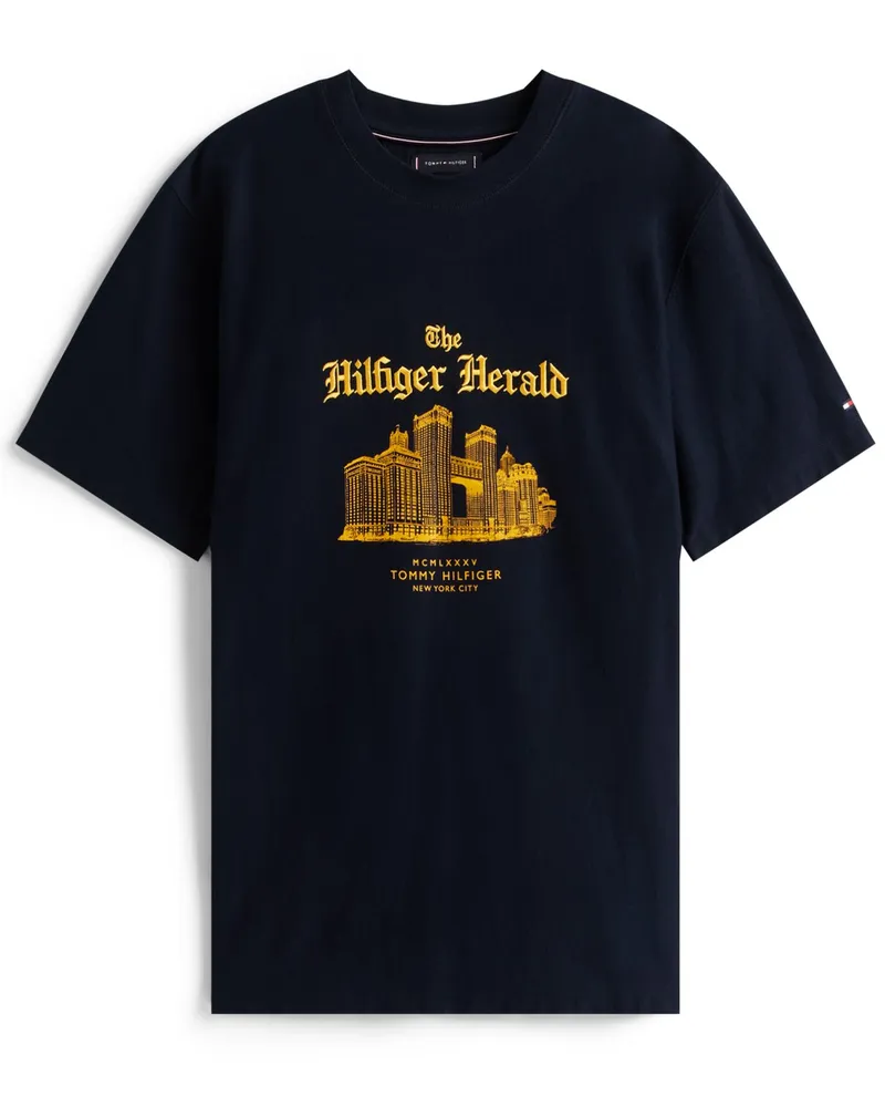 Tommy Hilfiger Softes T-Shirt aus Baumwolle mit Frontprint in Marine
