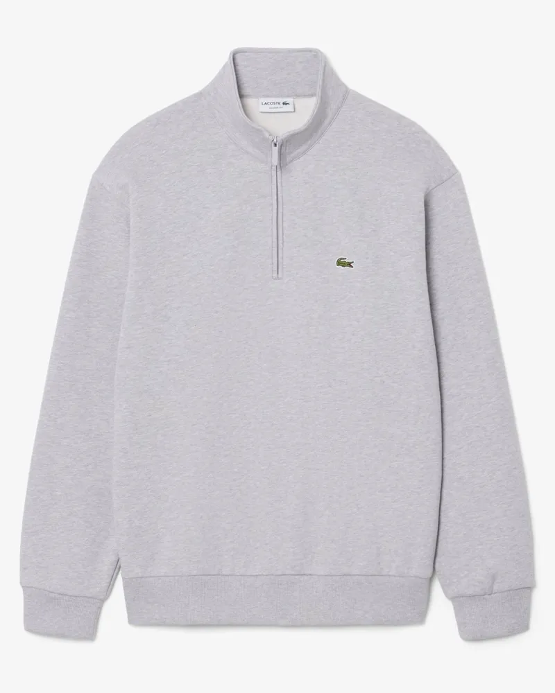 Lacoste Sweat-Troyer mit Logo-Aufnäher, Classic Fit in Hellgrau